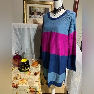 Lularoe Lauren Blue Color Block Sweater Dress